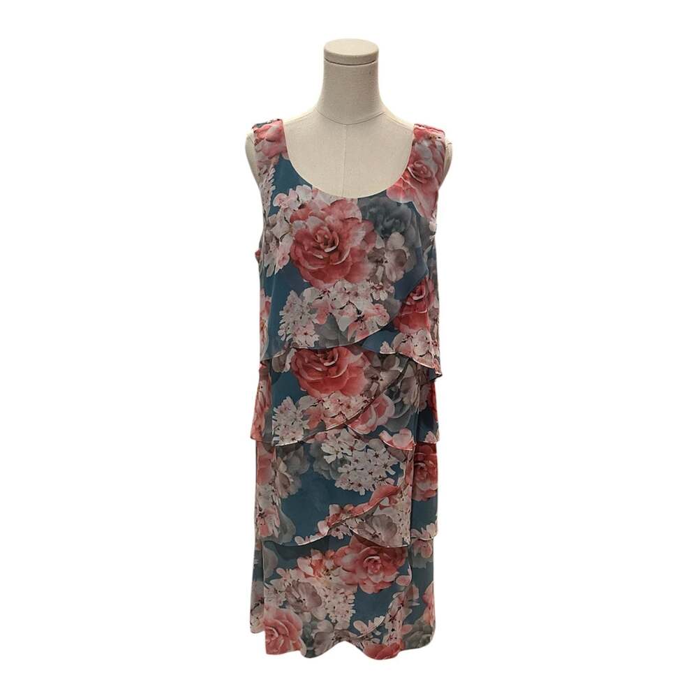 Ignite Evenings Sleeveless Floral Print Tiered Sheath Dress Women’s Size 12